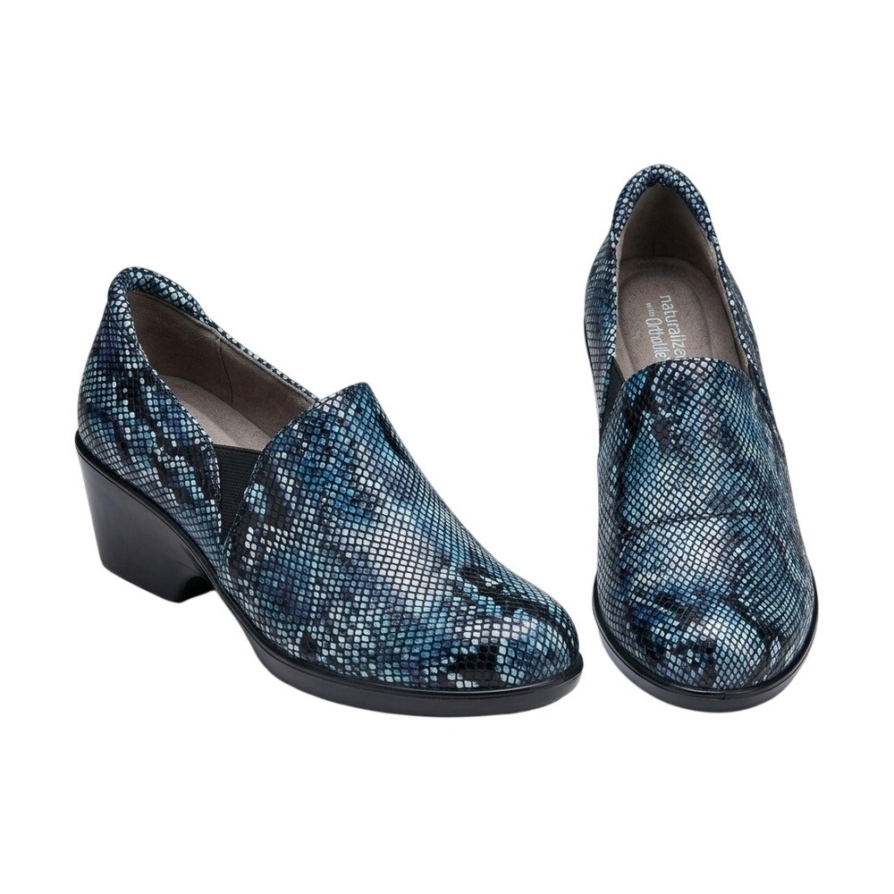 Naturalizer Freeda Work Clogs Womens 12M‎ Blue Snakeskin Leather Slip Resistant